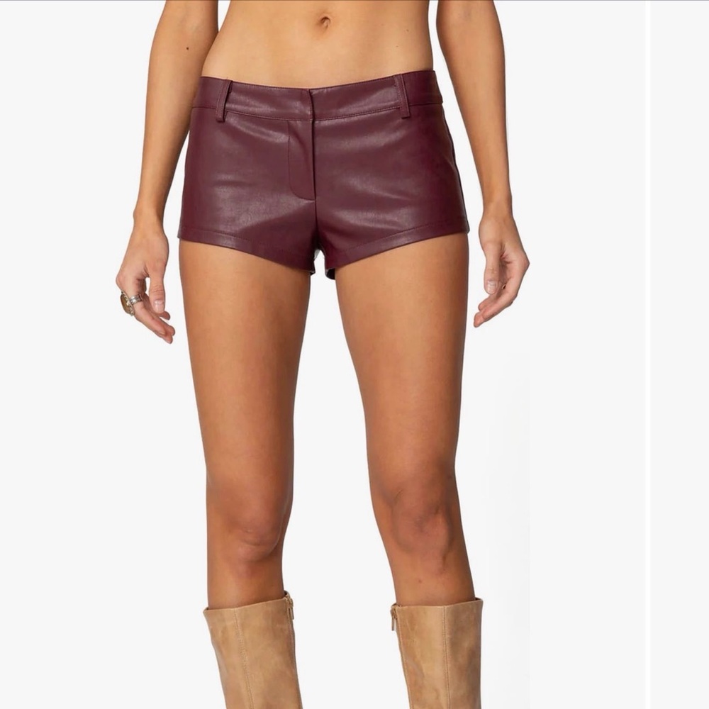 Edikted Melaney Faux Leather Micro Shorts